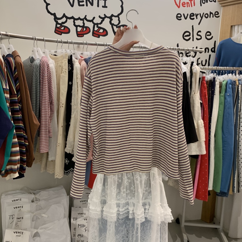 VENTI韓國直郵實拍女裝新品職業時尚休閑26春夏推薦長袖T恤VENTI長袖T恤