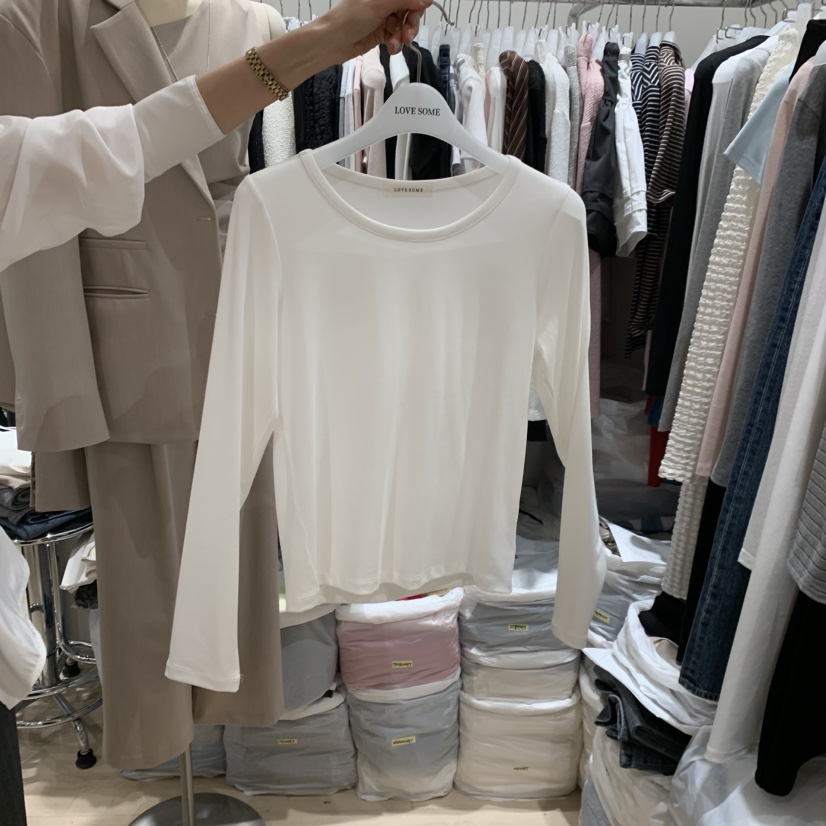 LOVE SOME韓國東大門直郵女士新款推薦職業時尚熱賣長袖T恤LOVE SOME長袖T恤圖色1