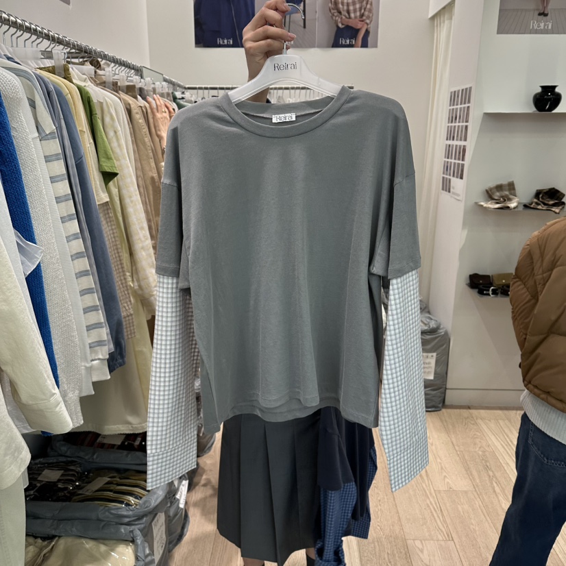 REIRAI韓國直郵女裝新品26春夏人氣職業休閑長袖T恤假兩件Reirai長袖T恤圖色3