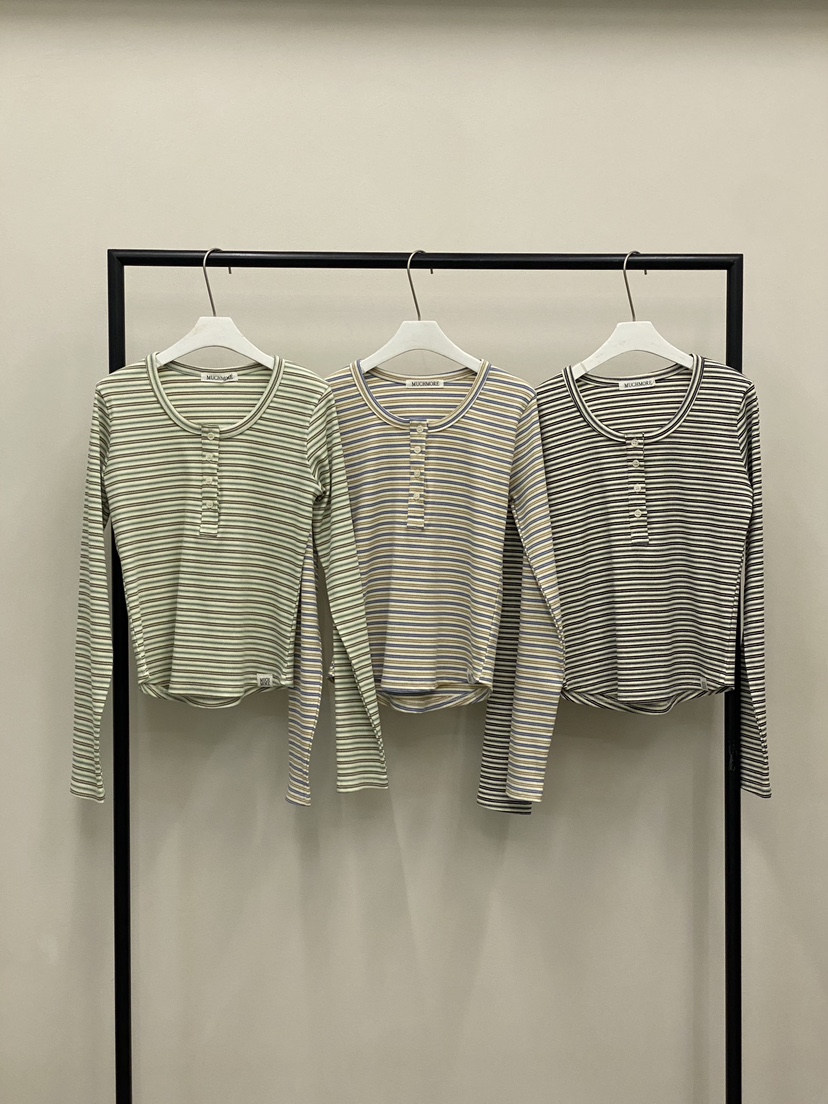 MUCH MORE/JACKPOT韓國直郵女士新款推薦休閑長袖T恤紐扣MUCH MORE/JACKPOT長袖T恤