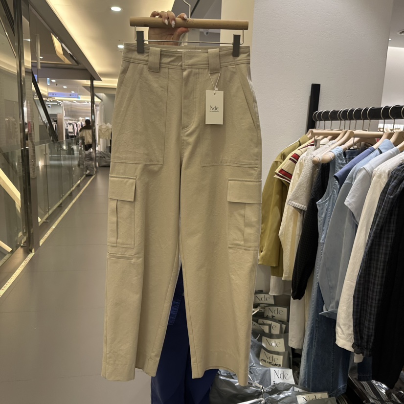 NDE韓國東大門直郵女士新款熱賣26春夏休閑推薦休閑褲工裝褲BOHEME_NDE休閑褲圖色1米色
