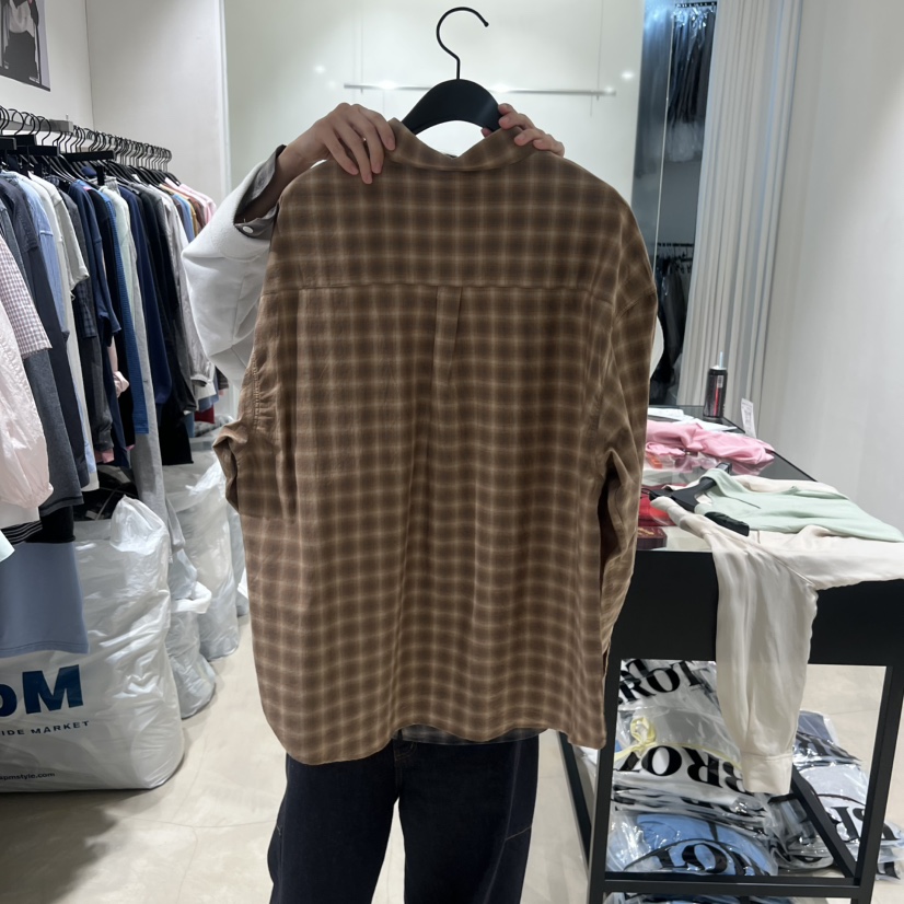 BROT韓國東大門直郵女裝新品休閑熱賣26春夏襯衫蕾絲衫格紋BROT襯衫/蕾絲衫