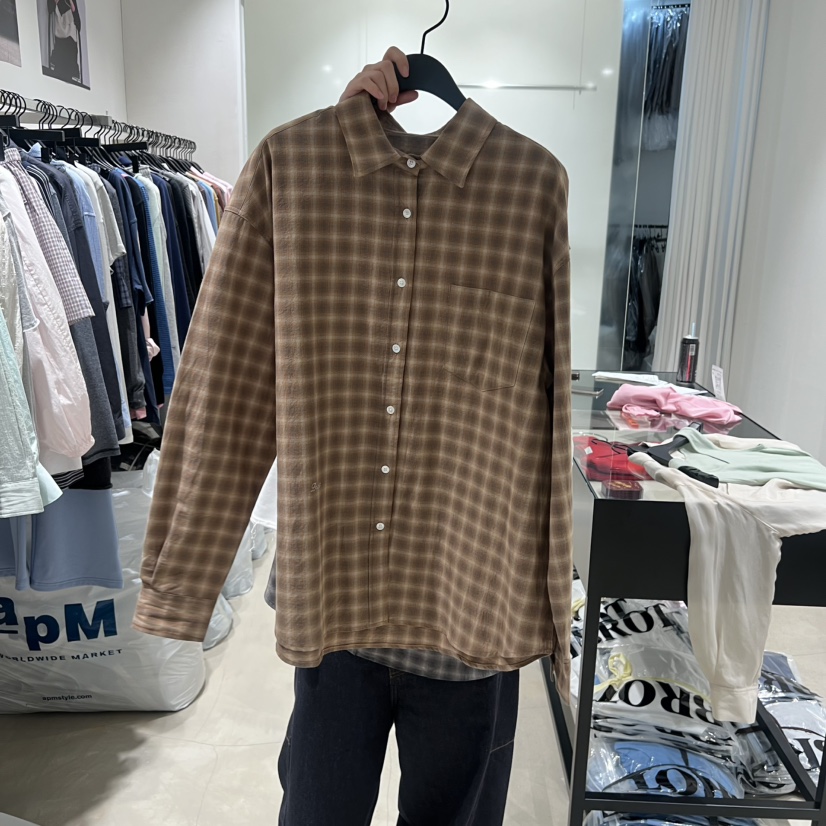 BROT韓國東大門直郵女裝新品休閑熱賣26春夏襯衫蕾絲衫格紋BROT襯衫/蕾絲衫圖色1