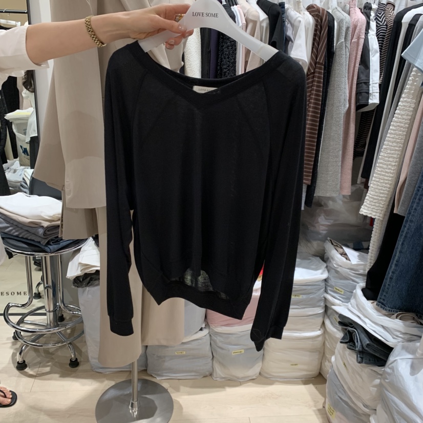 LOVE SOME韓國代購女裝新款職業人氣熱賣26春夏長袖T恤V領LOVE SOME長袖T恤圖色4