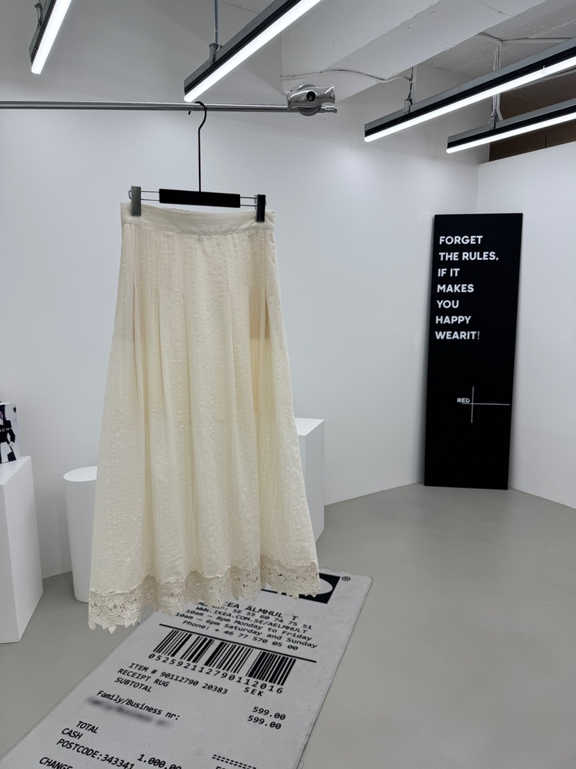 RED-A韓國東大門直郵女裝新款推薦熱賣休閑長裙蕾絲褶裥RED-A長裙圖色1