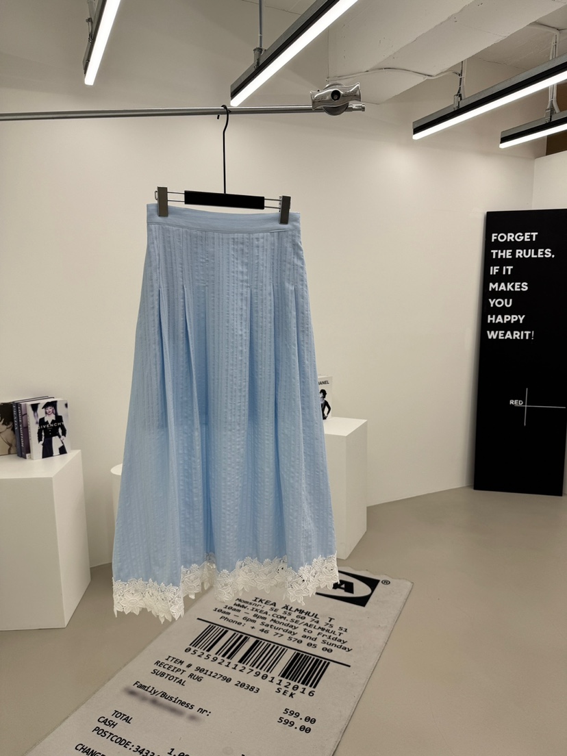 RED-A韓國東大門直郵女裝新款推薦熱賣休閑長裙蕾絲褶裥RED-A長裙圖色2