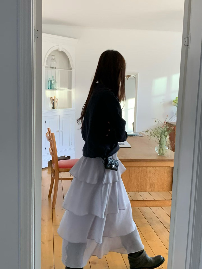 LA CREME韓國直郵實拍女裝新品職業時尚推薦休閑長裙雪紡LA CREME長裙