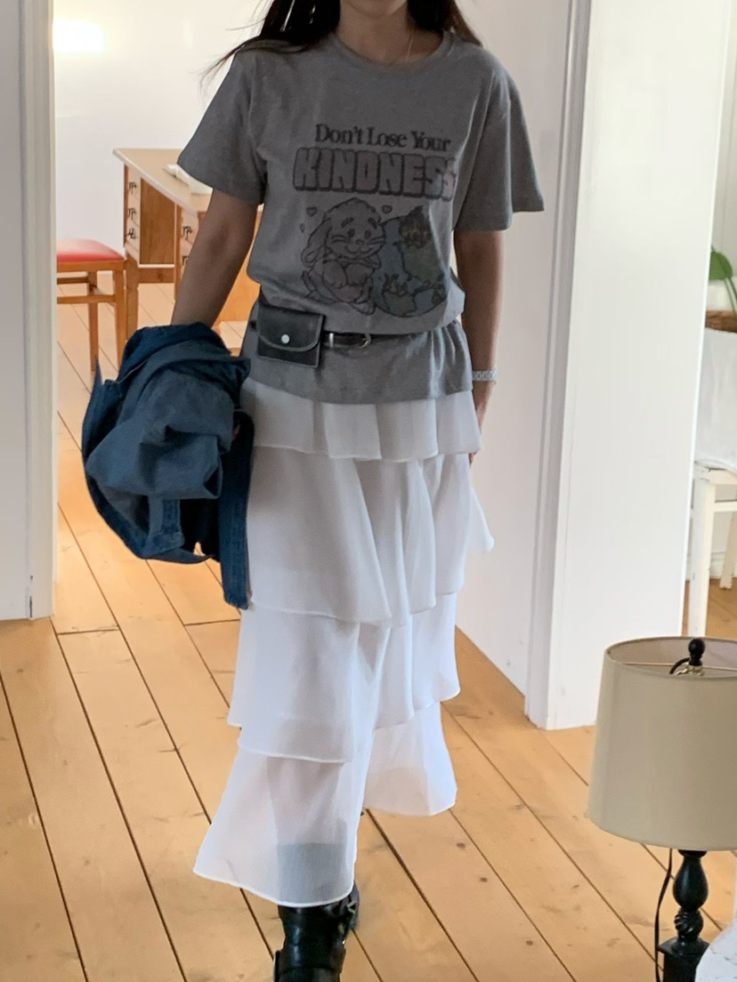 LA CREME韓國直郵實拍女裝新品職業時尚推薦休閑長裙雪紡LA CREME長裙