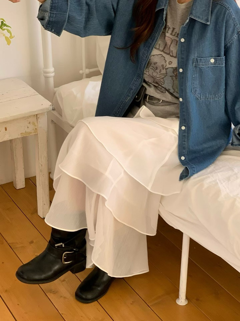 LA CREME韓國直郵實拍女裝新品職業時尚推薦休閑長裙雪紡LA CREME長裙