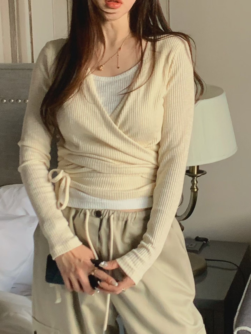 LA CREME韓國代購女士新款時尚熱賣休閑推薦針織衫假兩件LA CREME針織衫