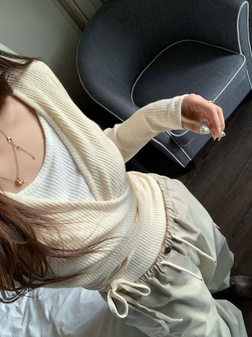 LA CREME韓國代購女士新款時尚熱賣休閑推薦針織衫假兩件LA CREME針織衫