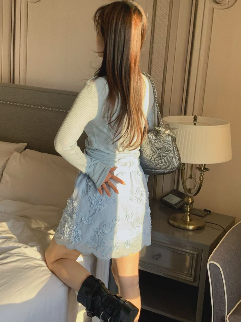 LA CREME韓國代購女士新款時尚熱賣休閑推薦針織衫假兩件LA CREME針織衫