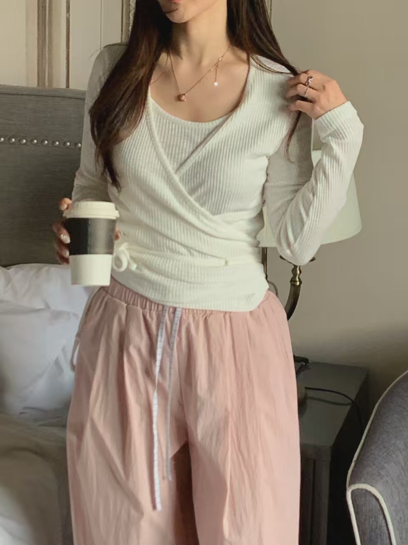 LA CREME韓國代購女士新款時尚熱賣休閑推薦針織衫假兩件LA CREME針織衫