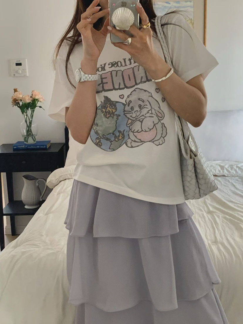 LA CREME韓國東大門直郵女裝新款熱賣時尚職業人氣T恤兔子LA CREMET恤