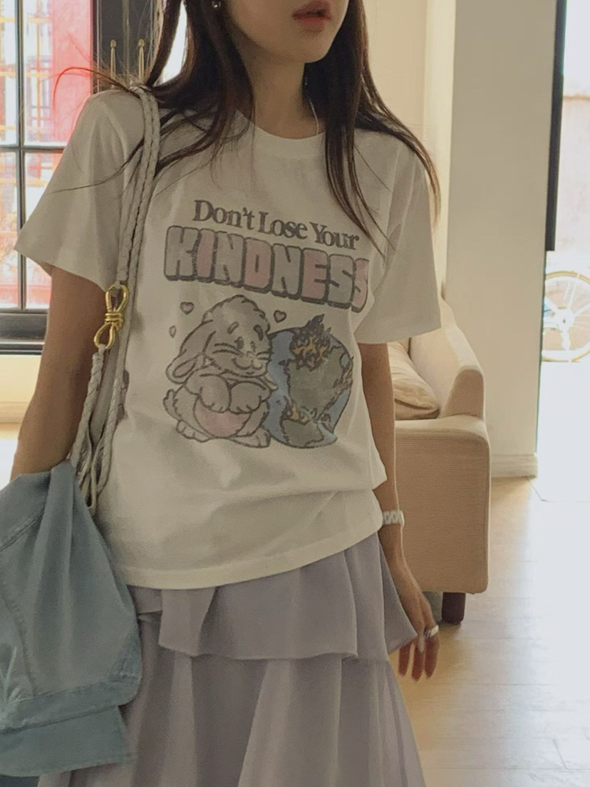 LA CREME韓國東大門直郵女裝新款熱賣時尚職業人氣T恤兔子LA CREMET恤