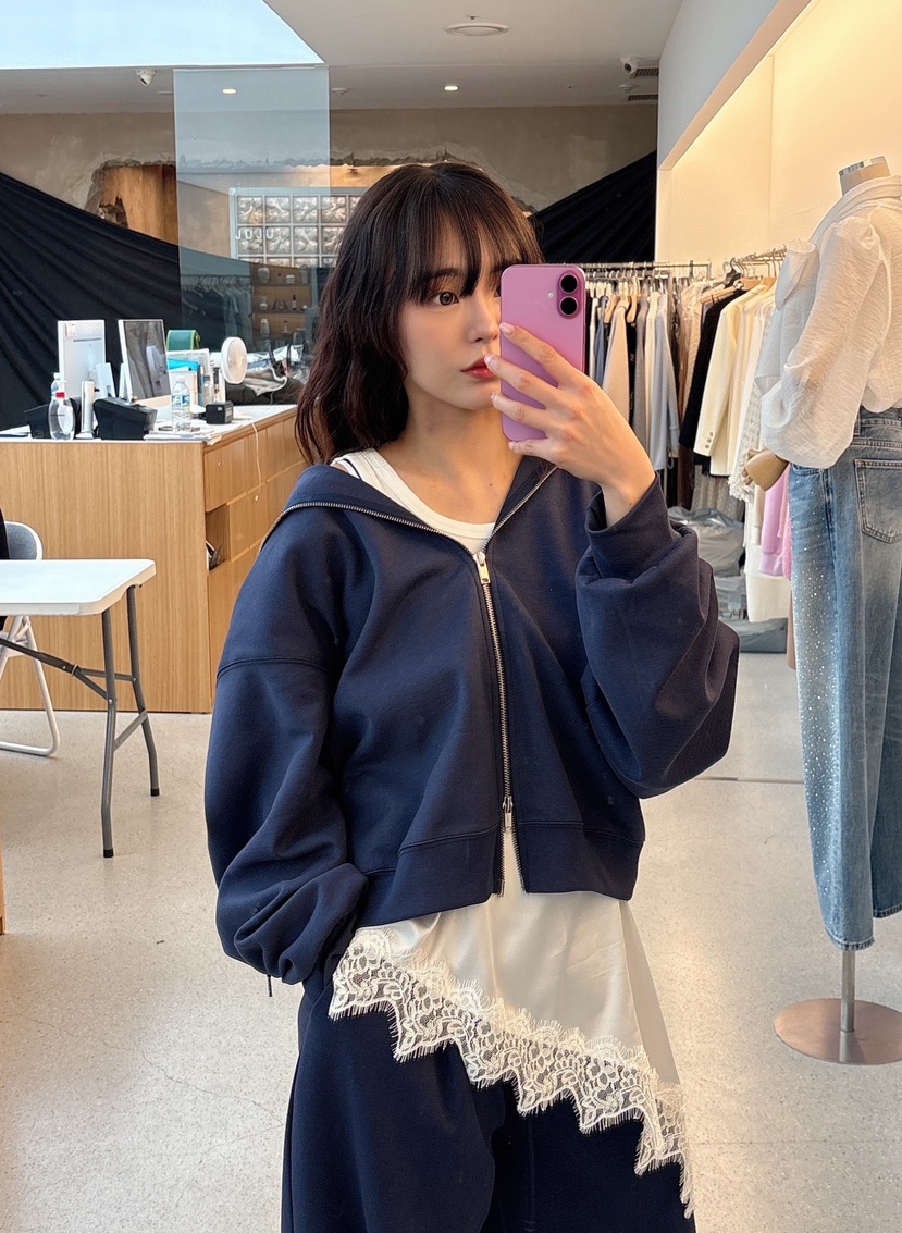 JUJU韓國東大門直郵女裝新品休閑推薦人氣衛衣連帽拉鏈衫JUJU衛衣