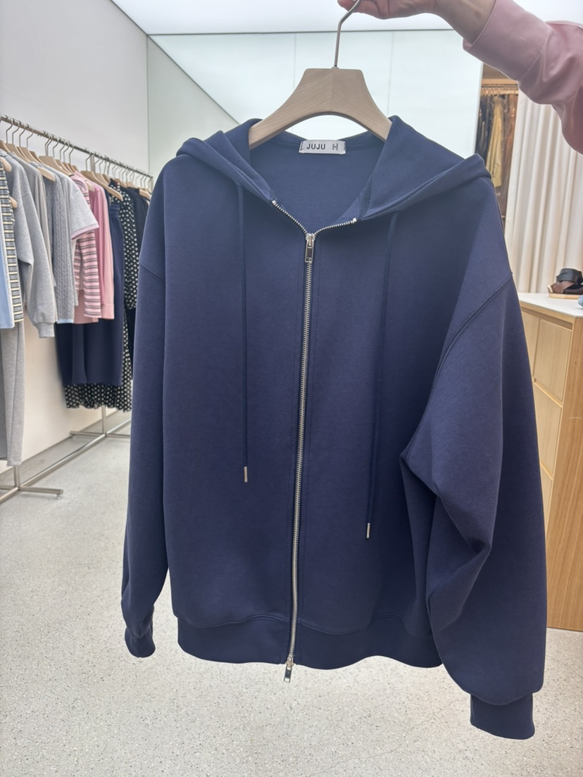 JUJU韓國東大門直郵女裝新品休閑推薦人氣衛衣連帽拉鏈衫JUJU衛衣圖色2