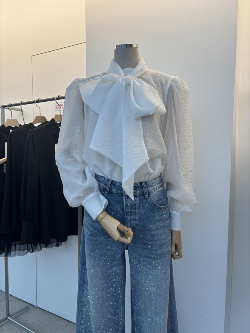 JUJU韓國直郵實拍女裝新款熱賣推薦時尚襯衫蕾絲衫含圍巾JUJU襯衫/蕾絲衫