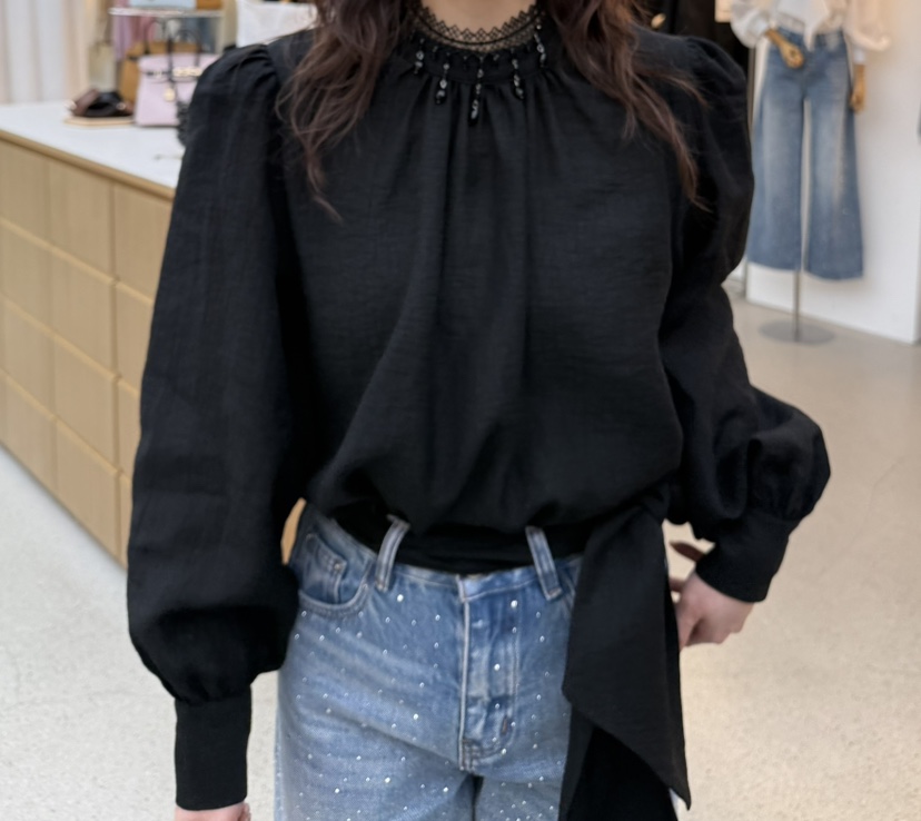 JUJU韓國直郵實拍女裝新款熱賣推薦時尚襯衫蕾絲衫含圍巾JUJU襯衫/蕾絲衫圖色2