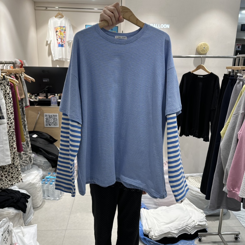 J.BALLOON韓國東大門代購女裝新款熱賣人氣長袖T恤假兩件J.BALLOON長袖T恤圖色2