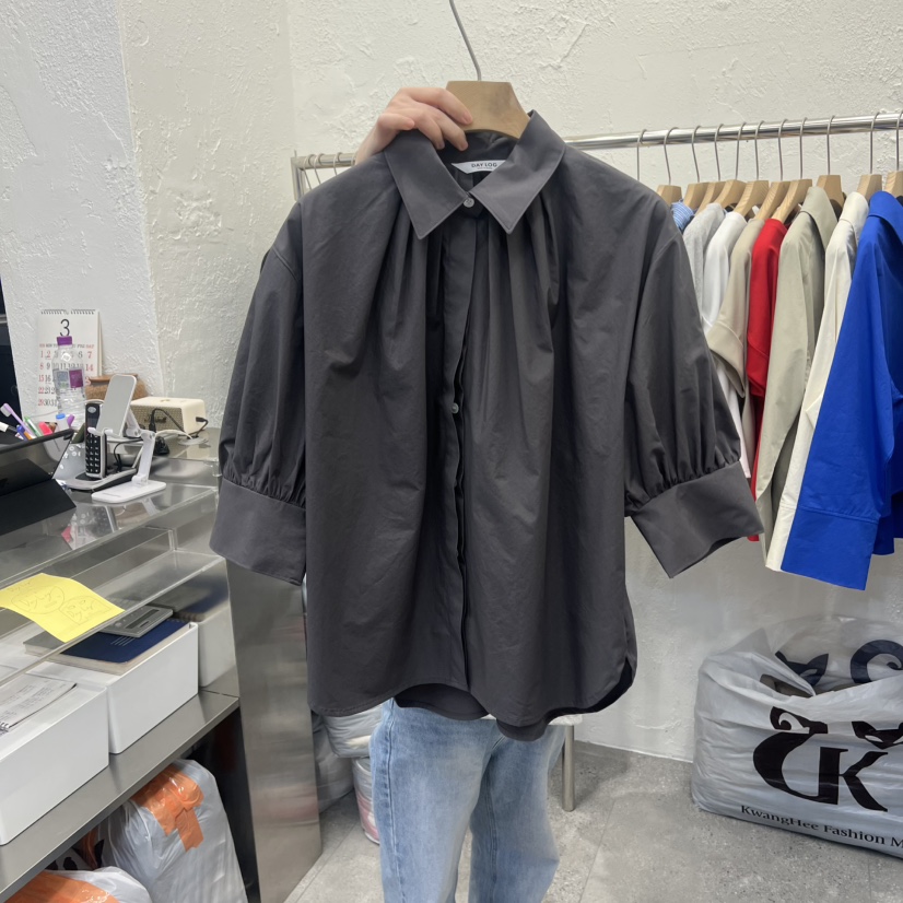 DA YLOG韓國直郵女裝新款26春夏熱賣休閑襯衫蕾絲衫褶皺DA YLOG襯衫/蕾絲衫圖色3