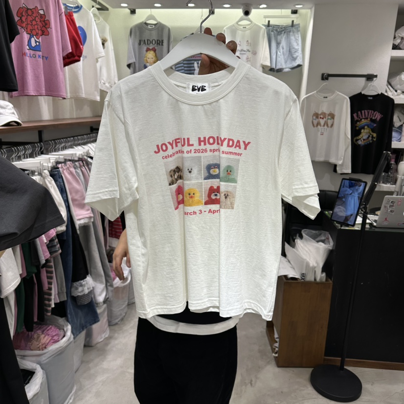 EVE韓國直郵實拍女士新品人氣推薦26春夏熱賣休閑時尚T恤EVET恤圖色1