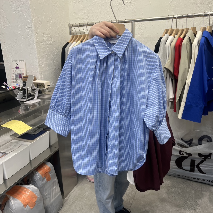 DA YLOG韓國東大門直郵女裝新品熱賣襯衫蕾絲衫格子褶裥DA YLOG襯衫/蕾絲衫圖色1