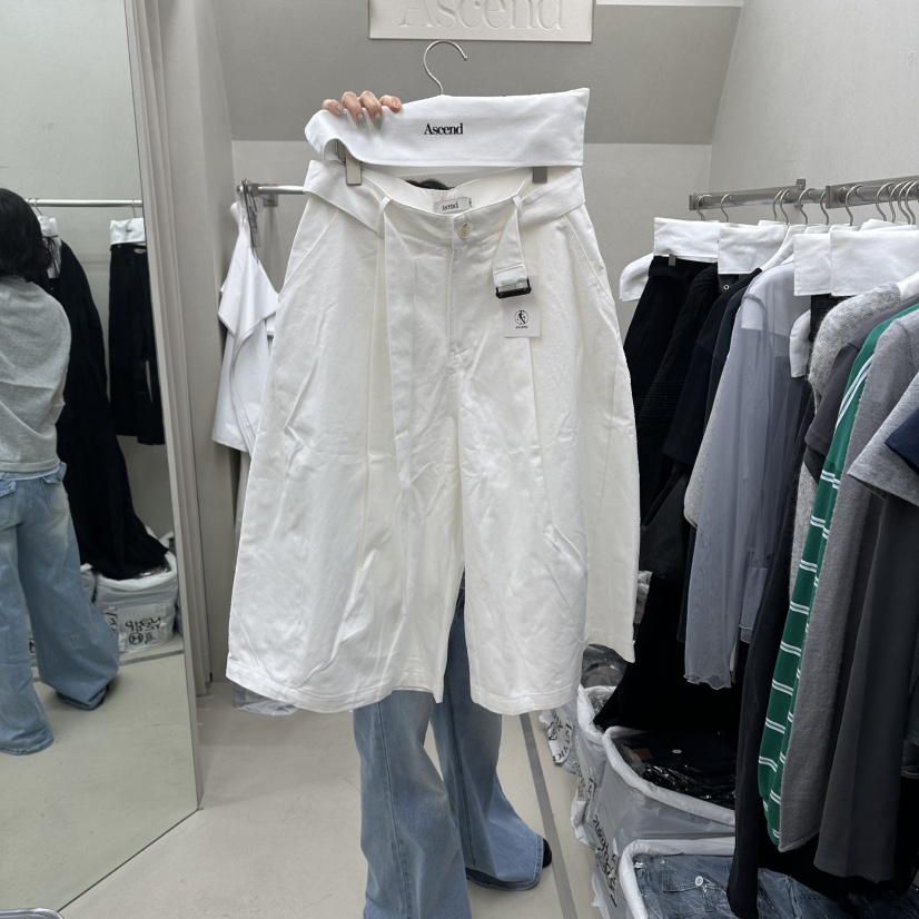 ASCEND韓國直郵實拍女裝新品時尚26春夏職業短褲含腰帶系帶ASCEND短褲圖色1
