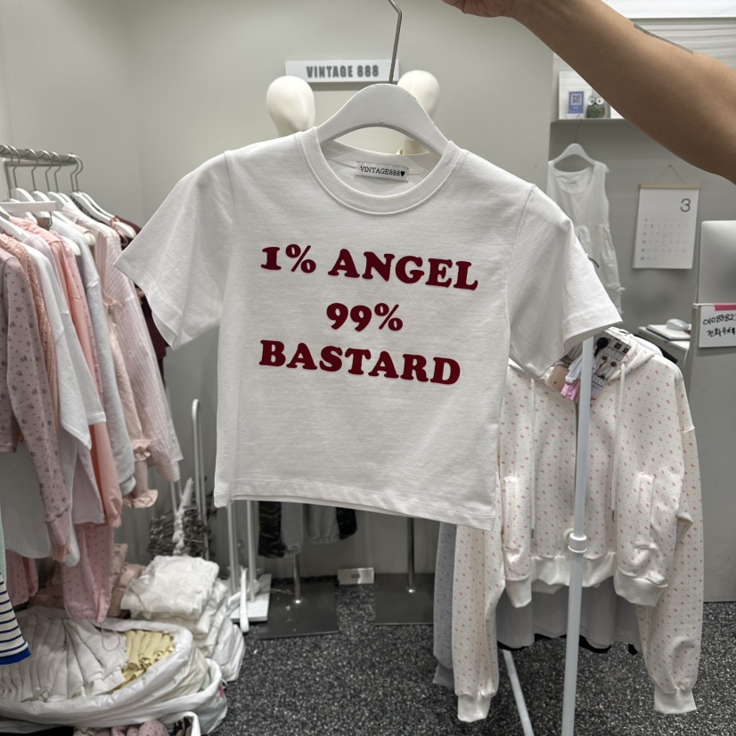 VINTAGE 888韓國東大門直郵女裝新品熱賣26春夏T恤天鵝絨短款VINTAGE888/TRIPLE EIGHTT恤圖色1