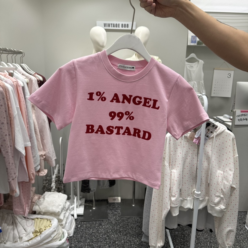 VINTAGE 888韓國東大門直郵女裝新品熱賣26春夏T恤天鵝絨短款VINTAGE888/TRIPLE EIGHTT恤圖色2