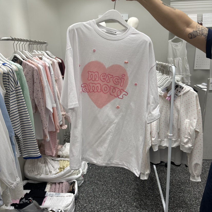 VINTAGE 888韓國直郵實拍女裝新品推薦26春夏熱賣T恤紐扣VINTAGE888/TRIPLE EIGHTT恤圖色1