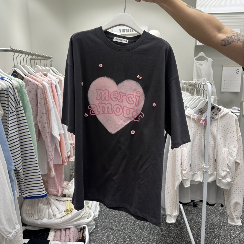 VINTAGE 888韓國直郵實拍女裝新品推薦26春夏熱賣T恤紐扣VINTAGE888/TRIPLE EIGHTT恤圖色2