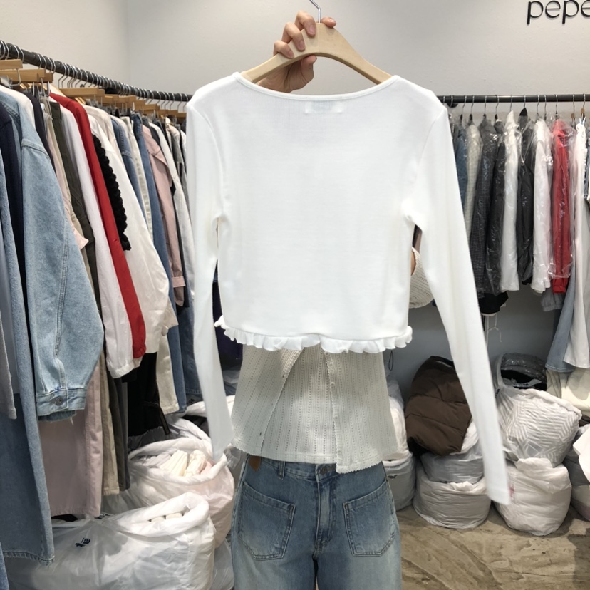 ALMOND PEPE韓國直郵實拍女士新品熱賣人氣長袖T恤羊毛衫ALMOND PEPE長袖T恤