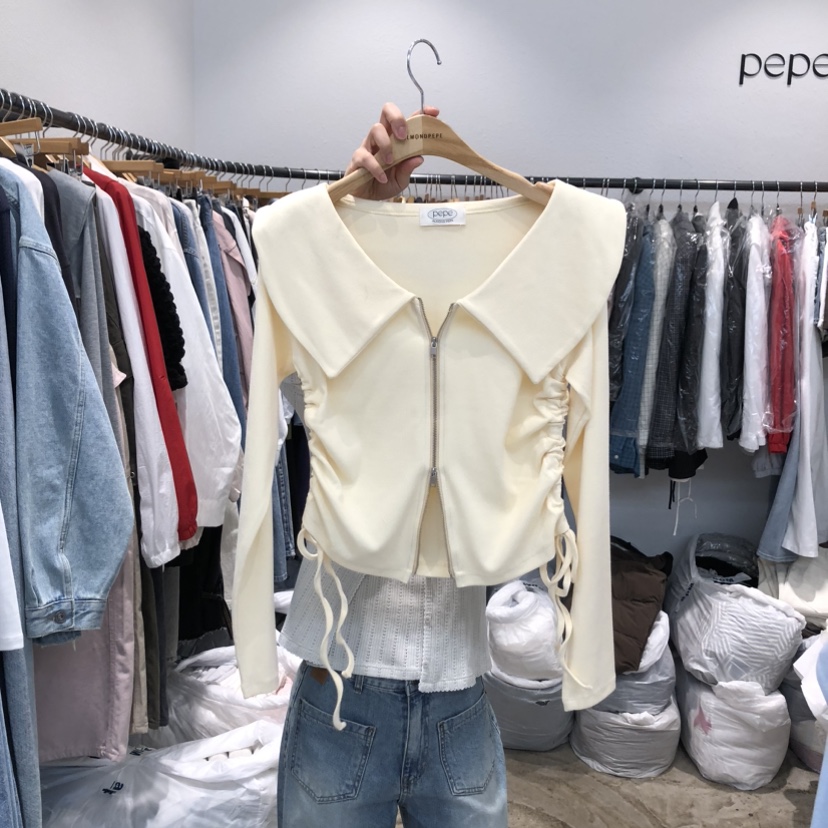 ALMOND PEPE韓國直郵女士新品休閑人氣26春夏長袖T恤拉鏈ALMOND PEPE長袖T恤圖色1