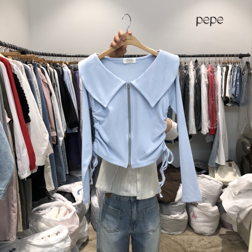 ALMOND PEPE韓國直郵女士新品休閑人氣26春夏長袖T恤拉鏈ALMOND PEPE長袖T恤圖色2