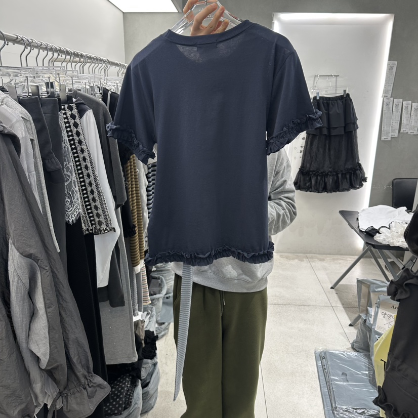 ANDE韓國代購女士新品人氣26春夏職業休閑推薦熱賣T恤假兩件AndeT恤