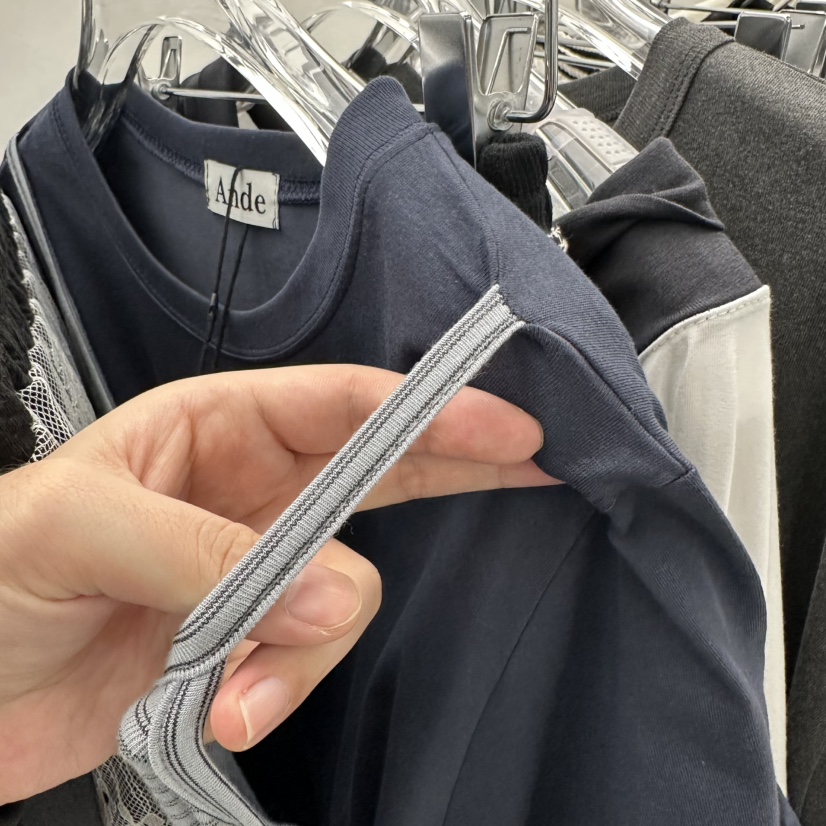 ANDE韓國代購女士新品人氣26春夏職業休閑推薦熱賣T恤假兩件AndeT恤