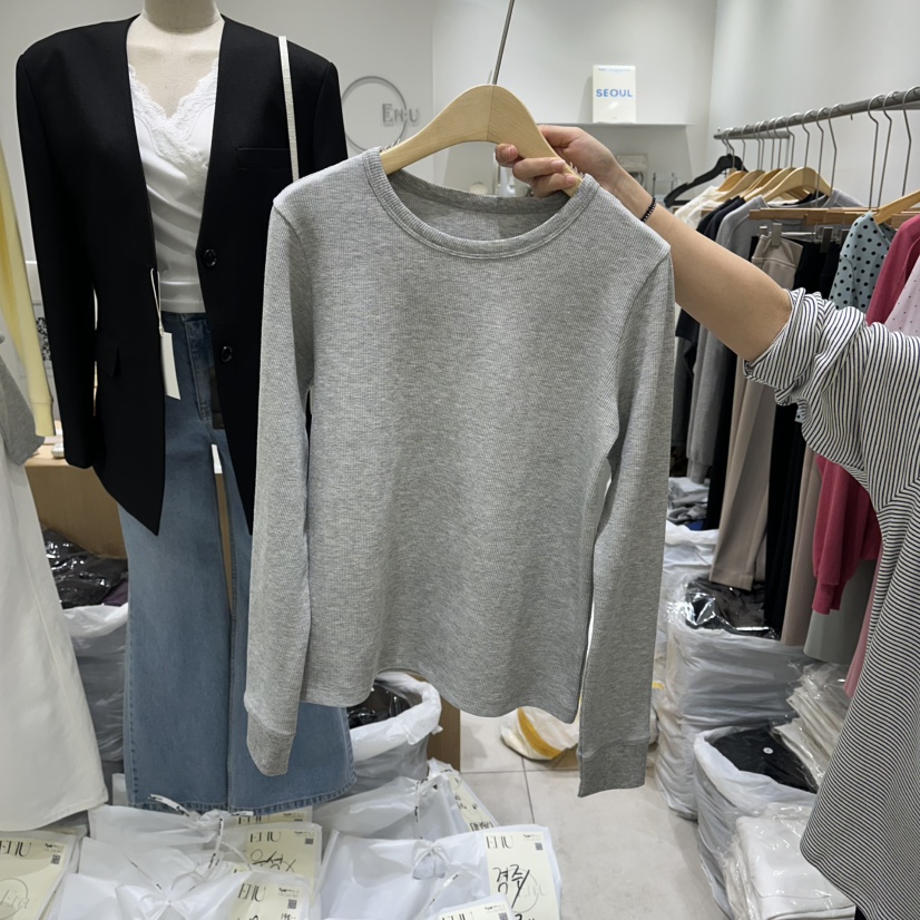EN.U東大門直郵女士新品推薦26春夏休閑真品長袖T恤莫代爾EN.U長袖T恤圖色3