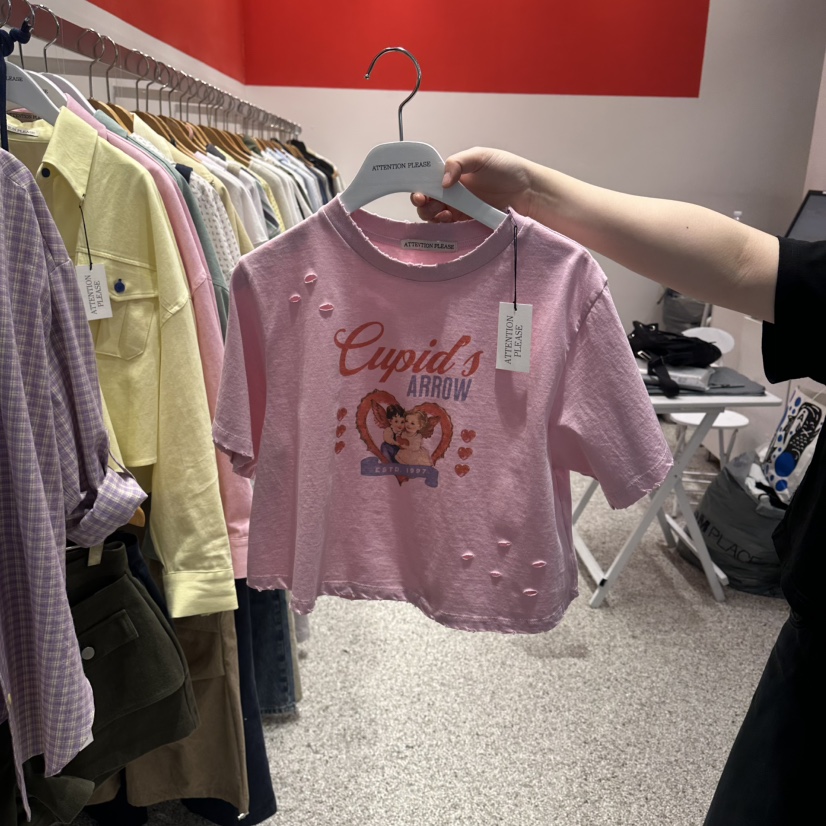 ATPZ韓國直郵女士新款職業熱賣人氣休閑時尚26春夏推薦T恤ATTENTION PLEAEST恤圖色2