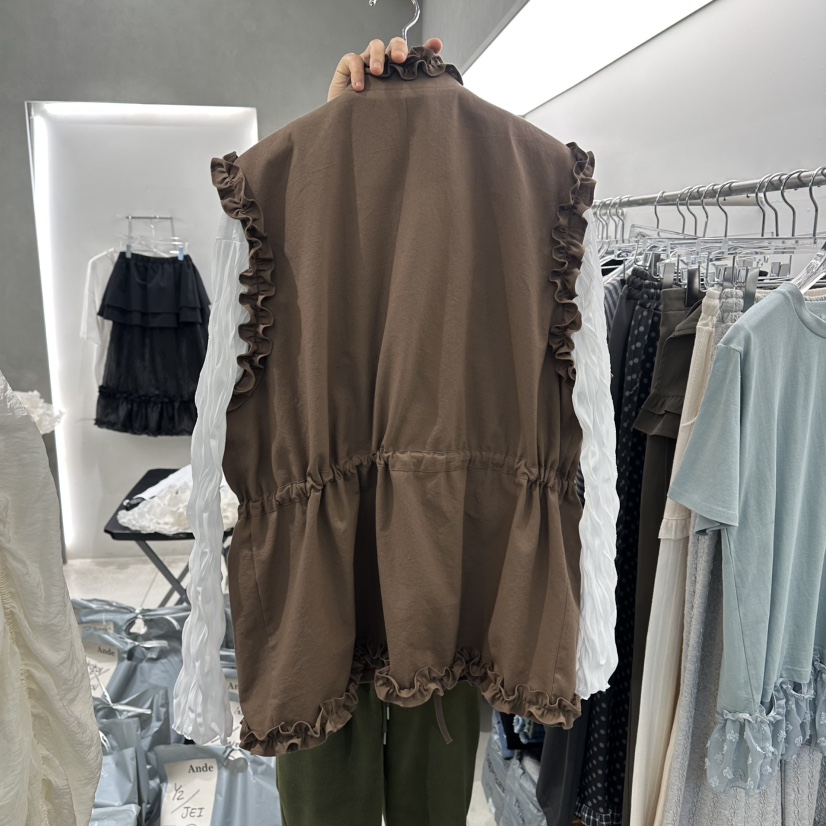 ANDE東大門直郵女士新款推薦26春夏馬甲不含內搭荷葉邊棉質Ande馬甲