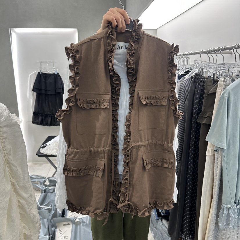 ANDE東大門直郵女士新款推薦26春夏馬甲不含內搭荷葉邊棉質Ande馬甲圖色2