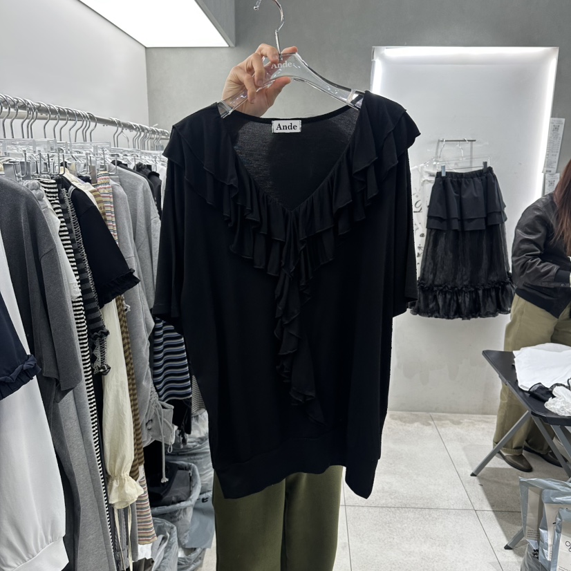 ANDE韓國代購女裝新品人氣真品職業26春夏休閑推薦T恤荷葉邊AndeT恤圖色3
