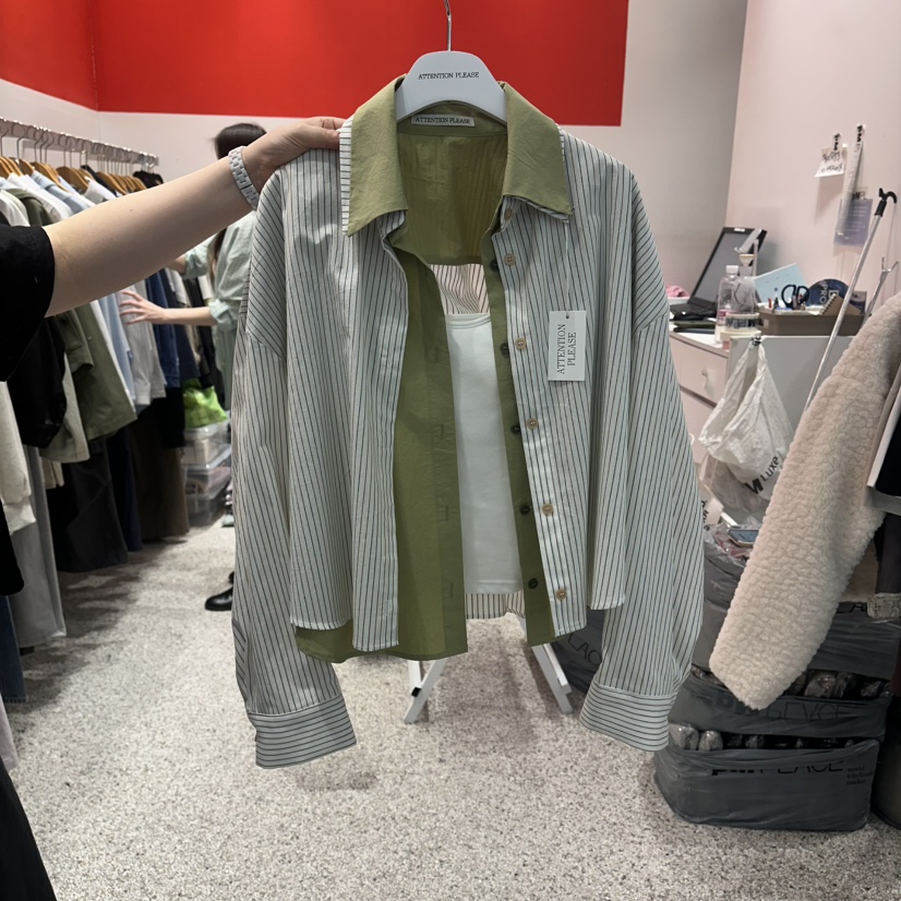 ATPZ東大門直郵女士新品休閑時尚襯衫蕾絲衫不含吊帶雙層ATTENTION PLEAES襯衫/蕾絲衫圖色1