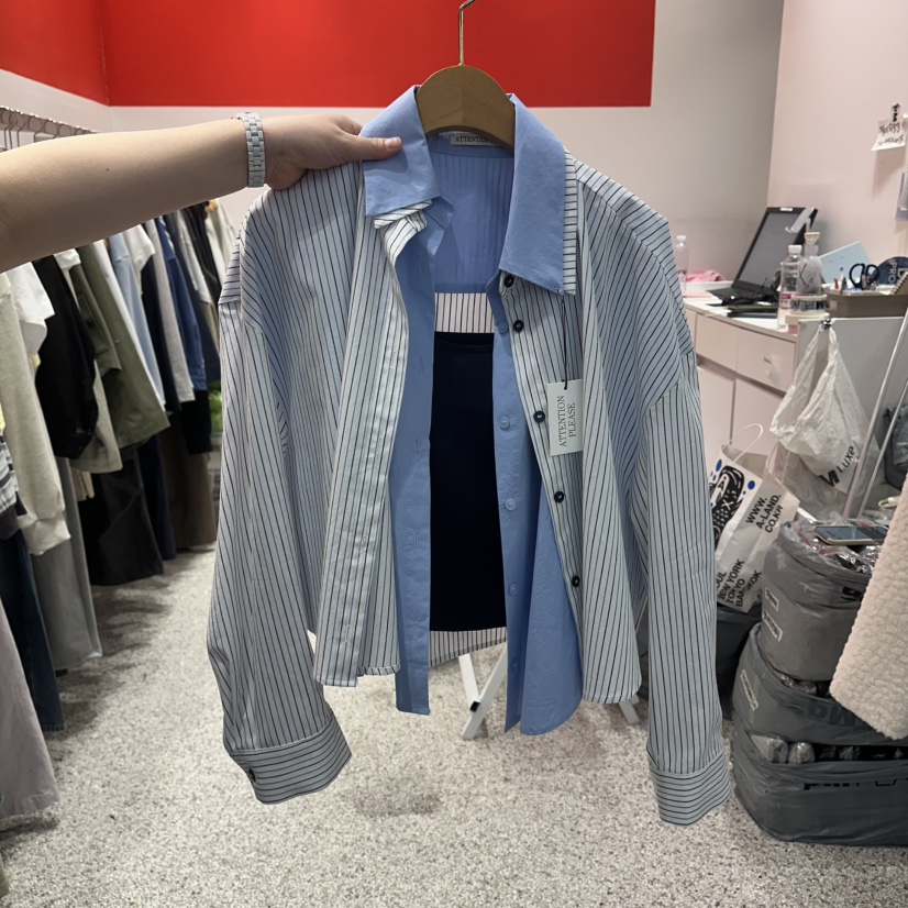 ATPZ東大門直郵女士新品休閑時尚襯衫蕾絲衫不含吊帶雙層ATTENTION PLEAES襯衫/蕾絲衫圖色2