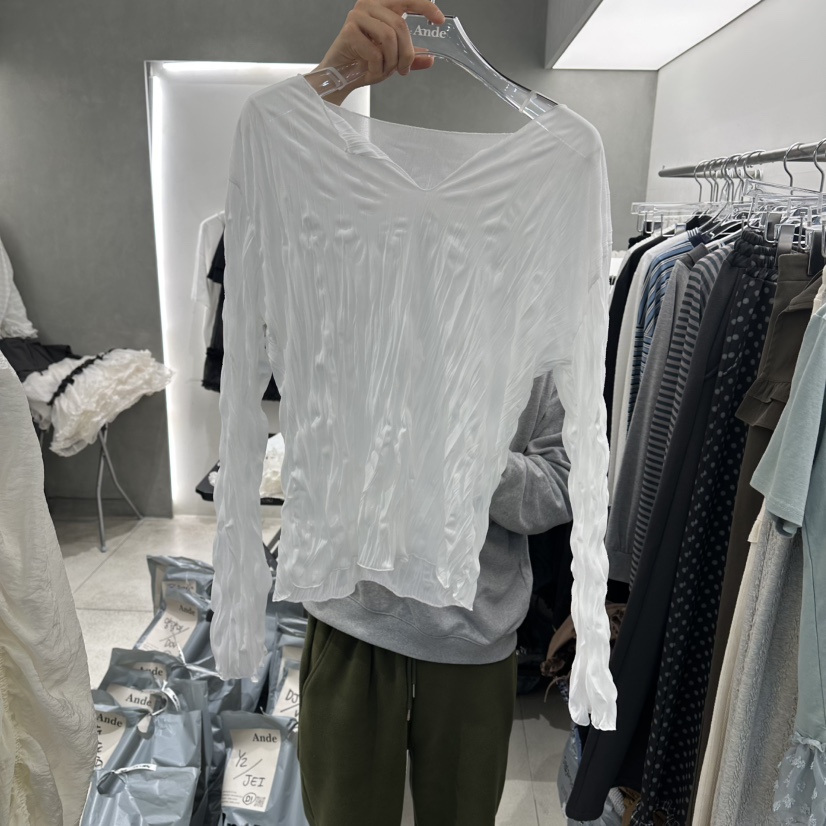 ANDE韓國代購女裝新款推薦職業真品時尚人氣熱賣休閑長袖T恤Ande長袖T恤圖色1