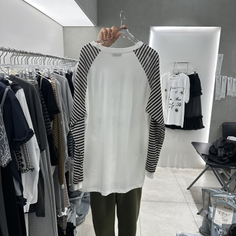 ANDE韓國東大門直郵女士新款推薦熱賣時尚26春夏長袖T恤復古Ande長袖T恤
