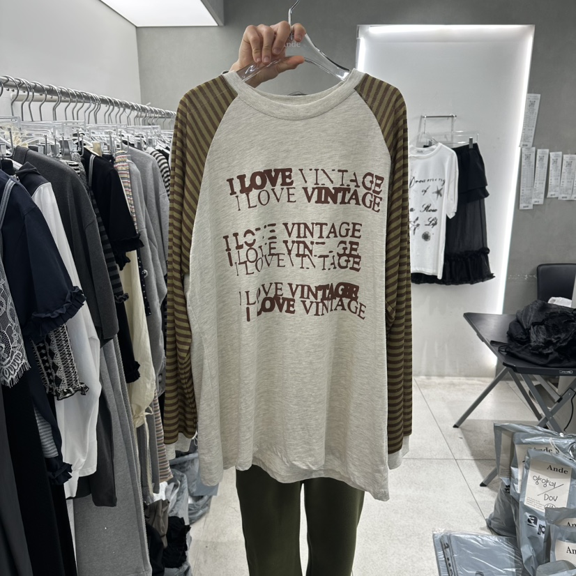 ANDE韓國東大門直郵女士新款推薦熱賣時尚26春夏長袖T恤復古Ande長袖T恤圖色2