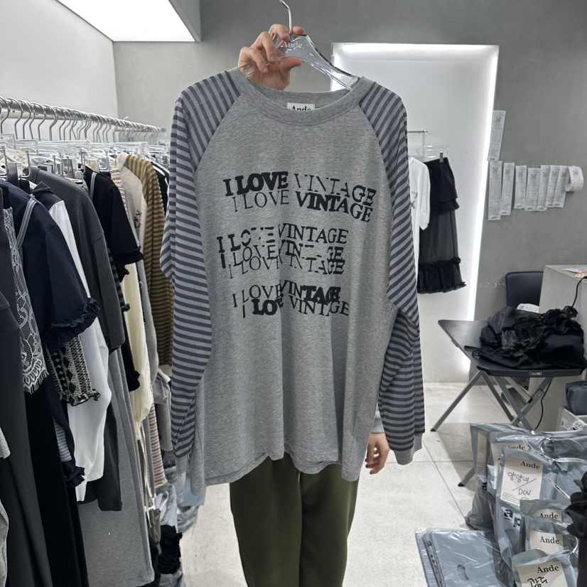 ANDE韓國東大門直郵女士新款推薦熱賣時尚26春夏長袖T恤復古Ande長袖T恤圖色3