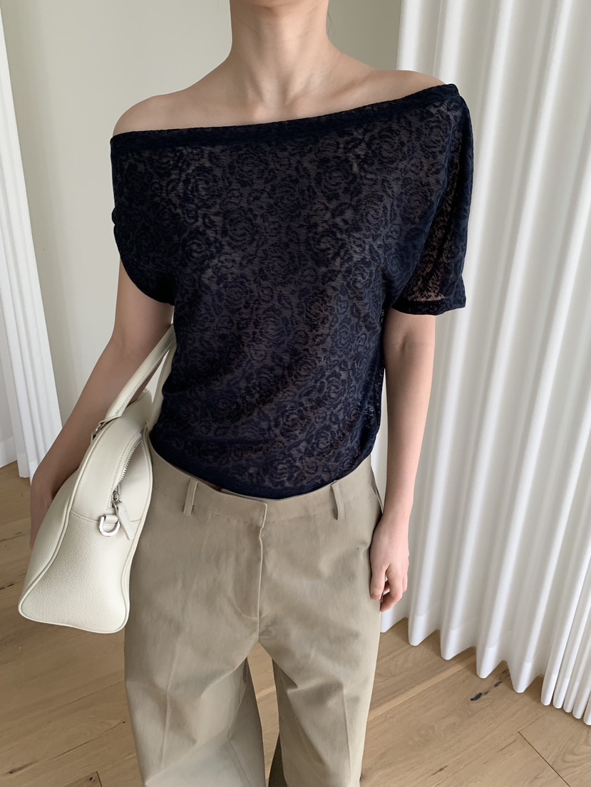 BLACK PIG韓國直郵女裝新品職業休閑時尚人氣熱賣T恤蕾絲VIVIAN_LEET恤