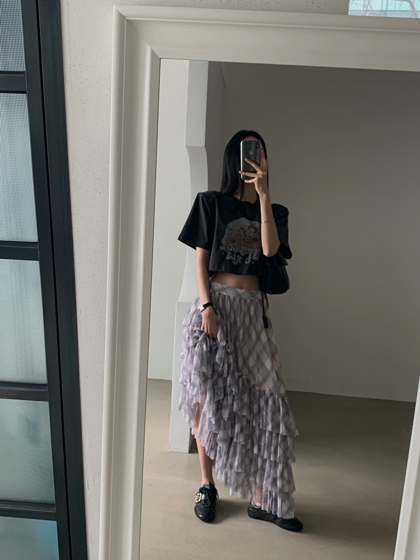 VERANDA韓國東大門直郵女士新款26春夏休閑人氣半身裙中短裙VERANDA半身裙/中短裙